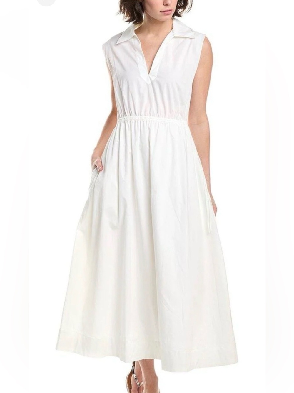 rag & bone Sleeveless White Collared Maxi Dress